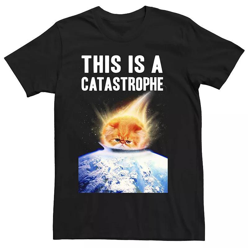 Mens Catastrophe Meteor Cat Humor Graphic Tee Product Image