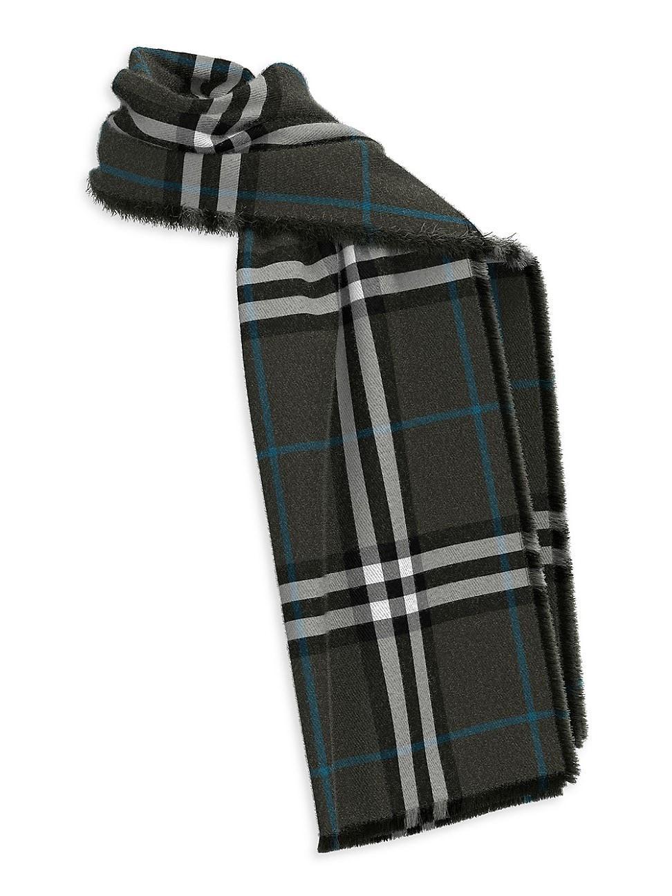 Womens Frayed Check Silk Scarf Product Image