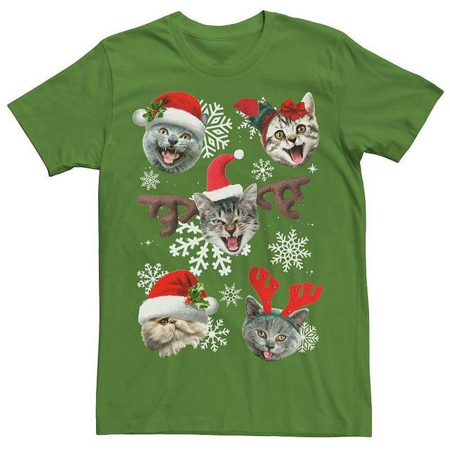 Mens Cats In Christmas Hats Collage Graphic Tee Product Image