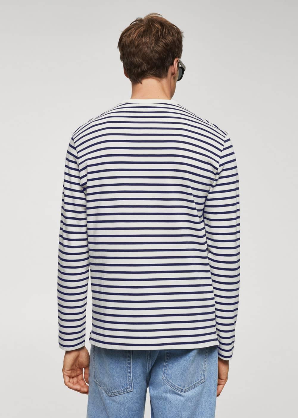 MANGO MAN - Striped long sleeves t-shirt dark navyMen Product Image