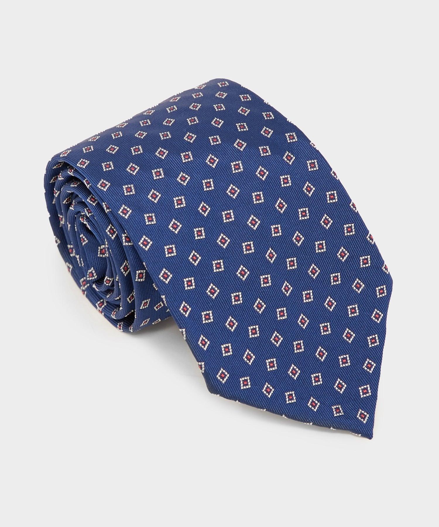 Italian Silk Tie in Navy Squares Product Image