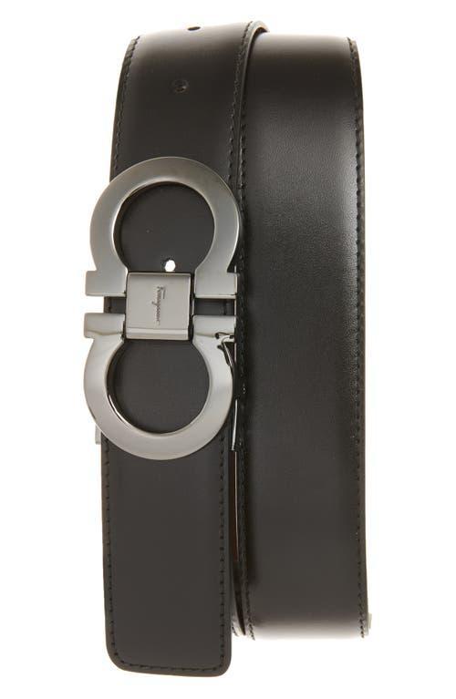 Men's Reversible Leather Double-Gancio Belt Product Image