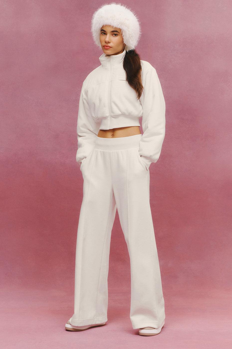 Polar Fleece High-Waist Snowdrift Wide Leg Pant - Ivory Female Product Image