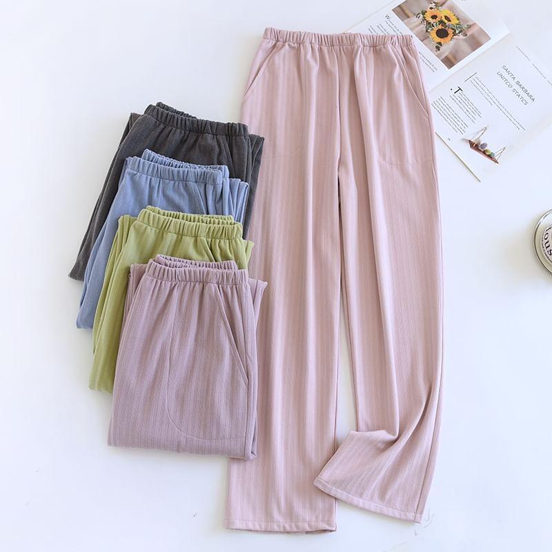 Couple Matching High Waist Striped Wide Leg Pants (Various Designs) Product Image