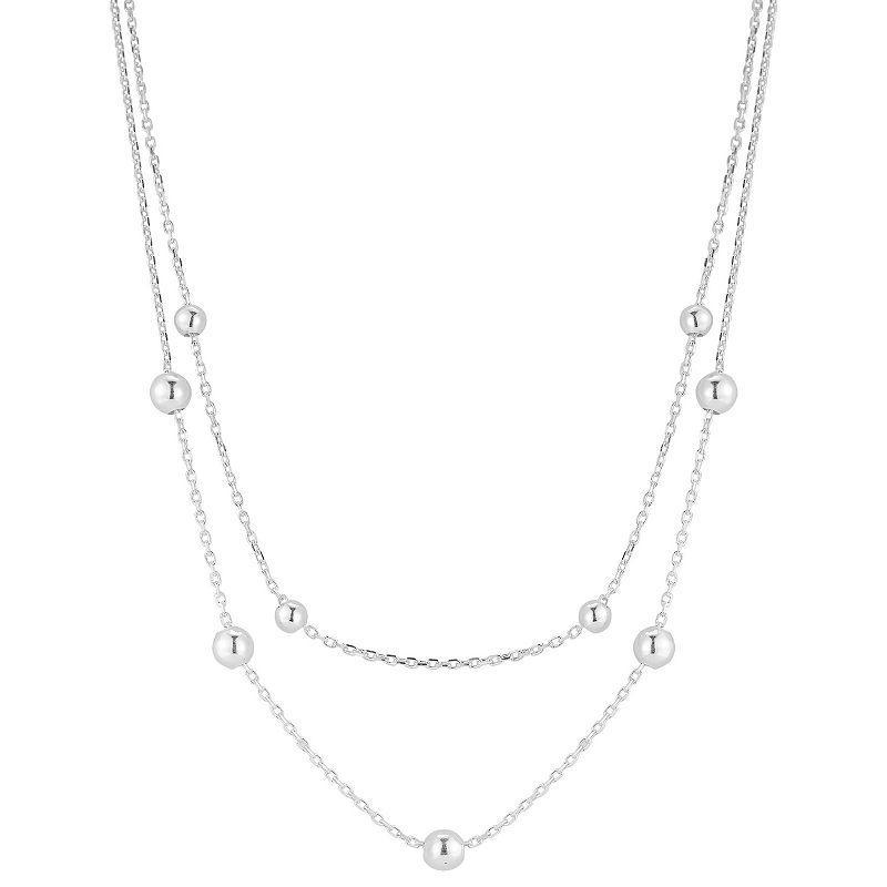 Sunkissed Sterling Bubble Double Layer Necklace, Womens Silver Product Image