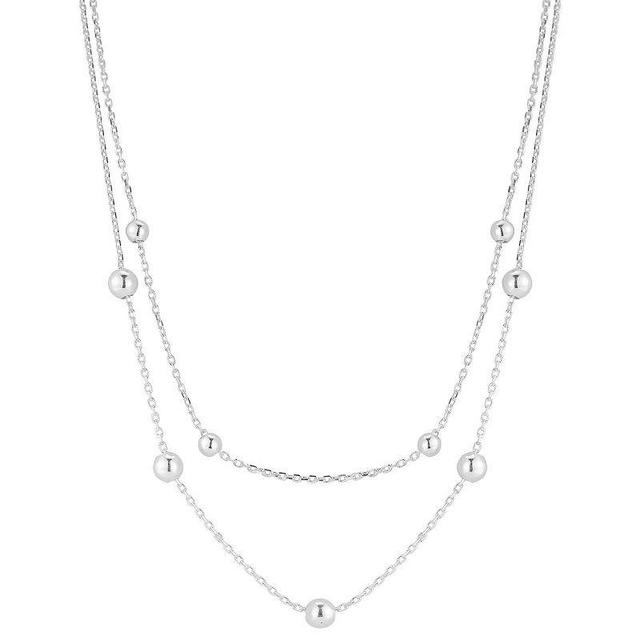 Sunkissed Sterling Bubble Double Layer Necklace, Womens Silver Product Image