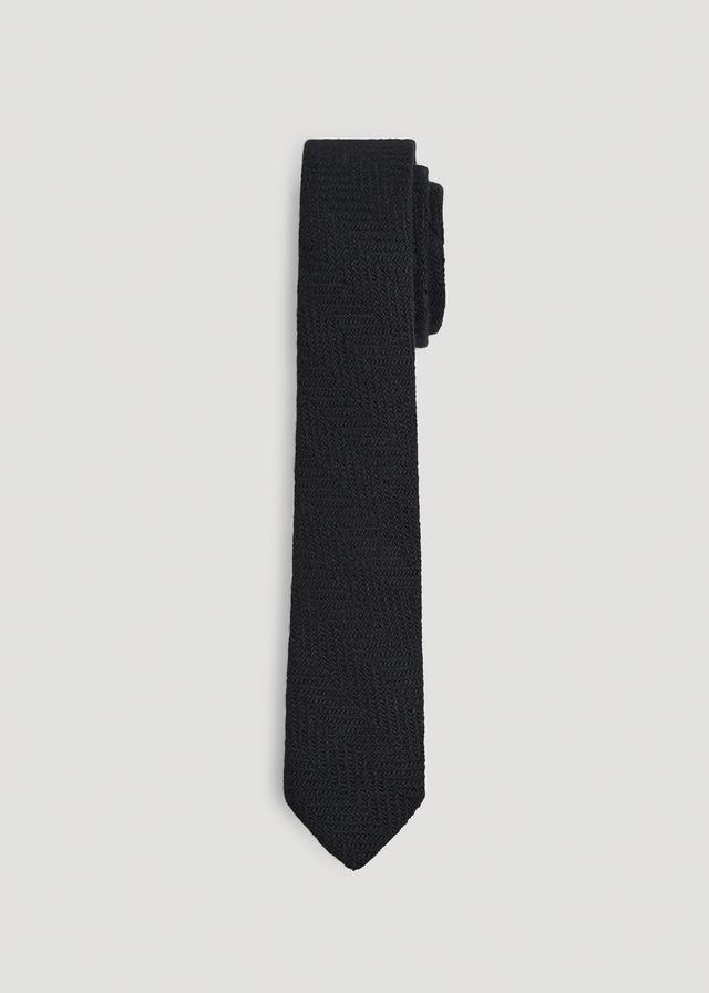 Wool Tie for Tall Men in Black Male Product Image