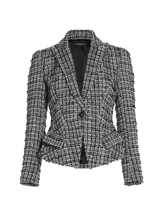 Womens Velina Plaid Tweed Blazer Product Image