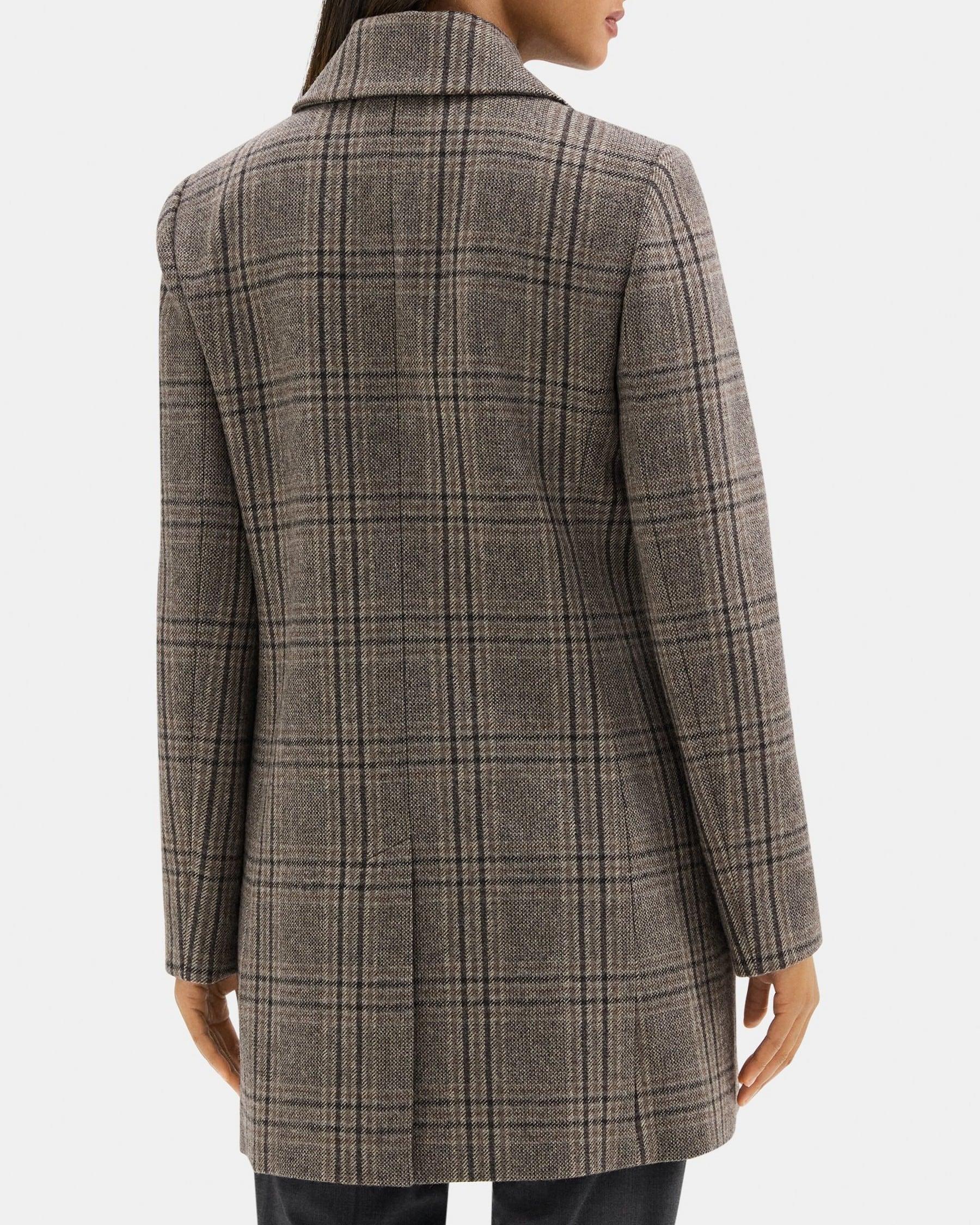 Double-Breasted Coat in Plaid Flannel Product Image