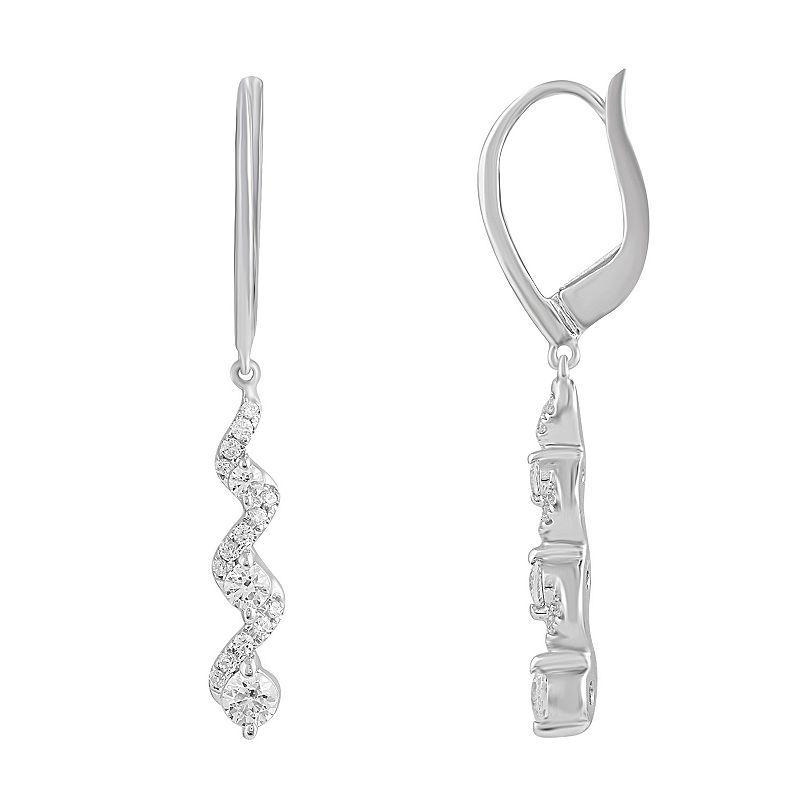 Royal Aura Sterling Silver 1/2 Carat T.W. Diamond Leverback Earrings, Womens Product Image