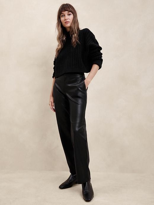 Straight Vegan Leather Trouser Product Image