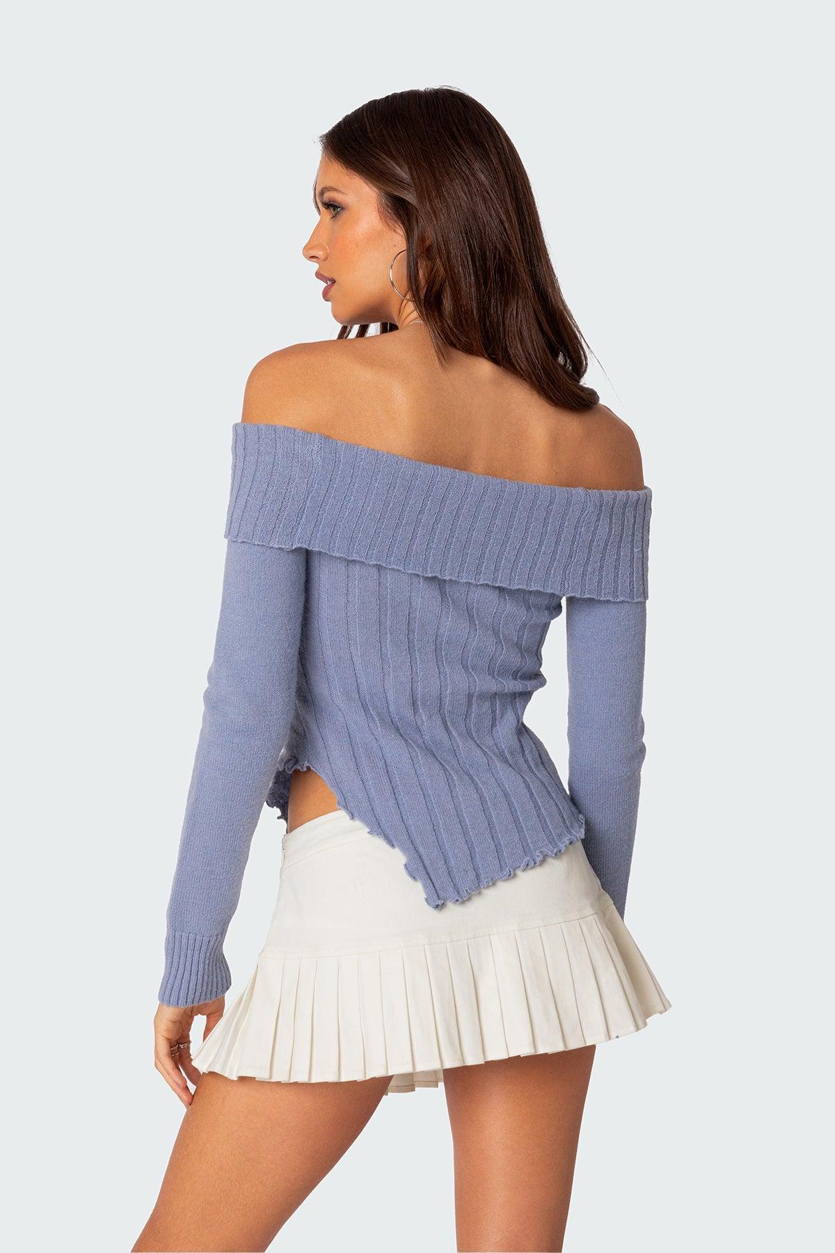 Sonya Fold Over Knit Top Product Image