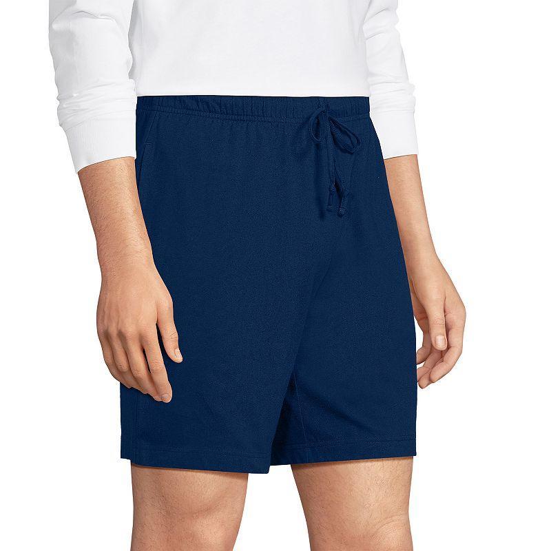 Mens Lands End Knit Jersey Pajama Shorts Grey Heather Product Image