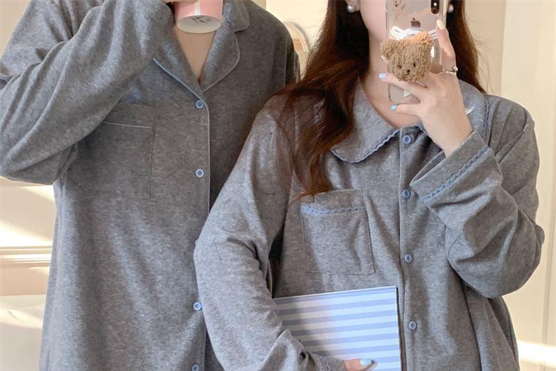 Couple Matching Plain Pajama Set Product Image