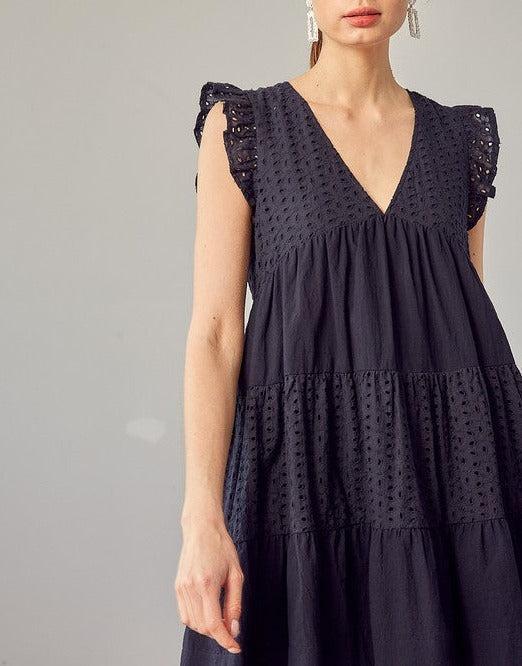 V-Neck Eyelet Dress Product Image