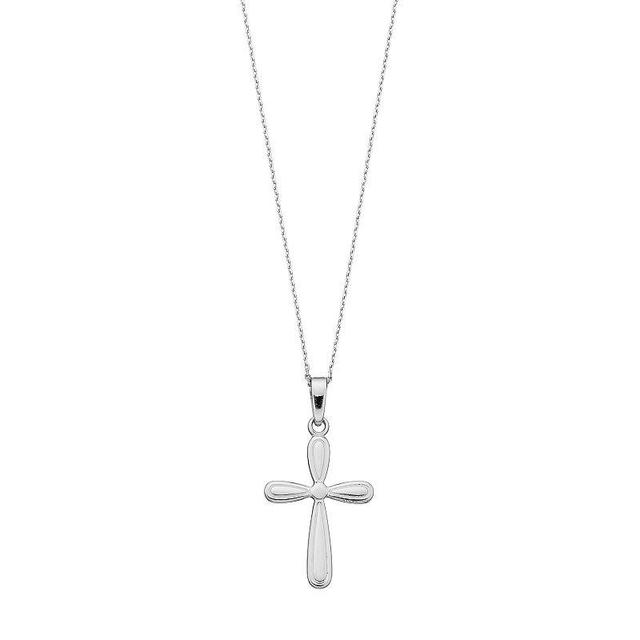 Sterling Silver Round Cross Pendant Necklace, Womens Product Image