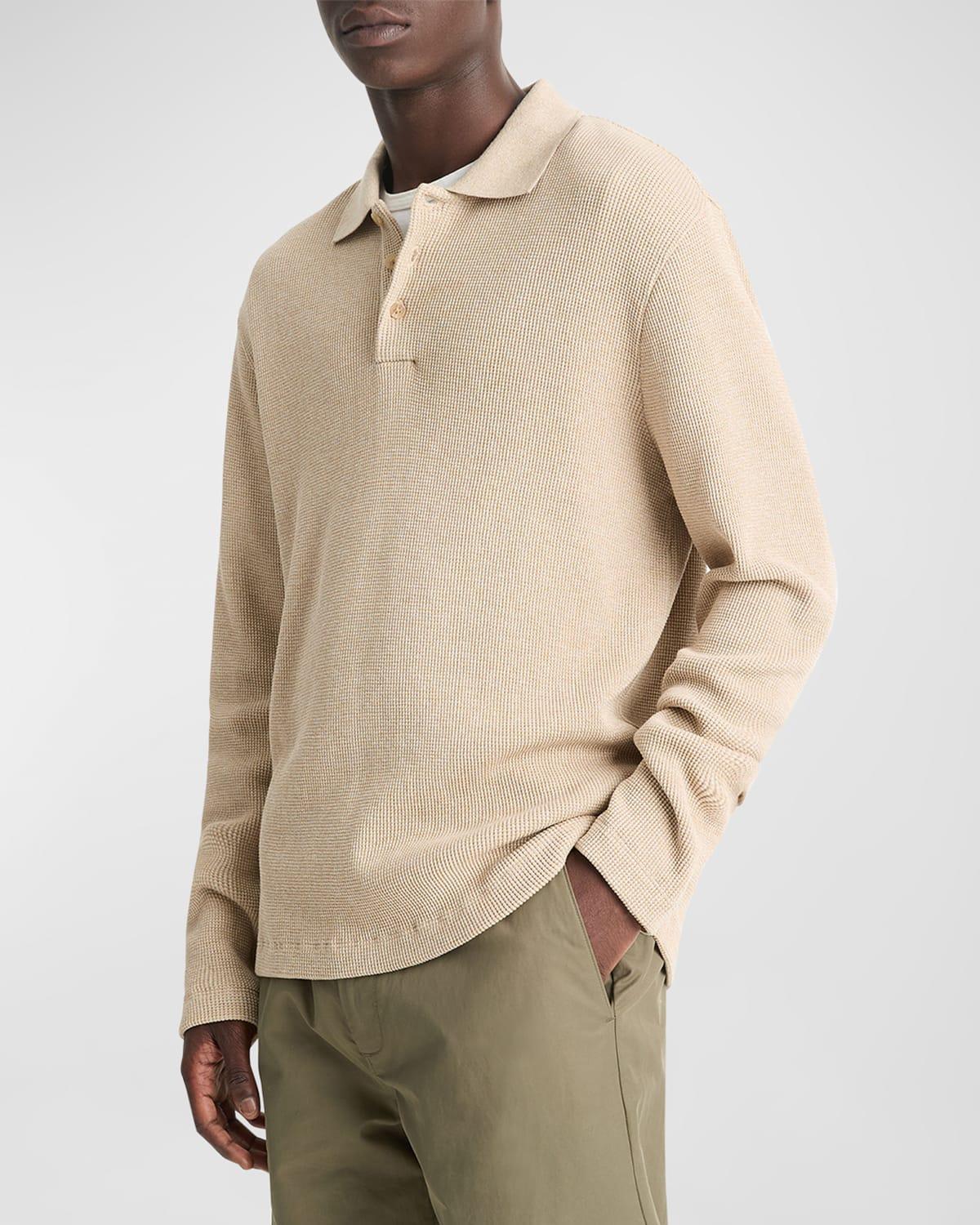 Mens Sunfaded Thermal Polo Shirt Product Image