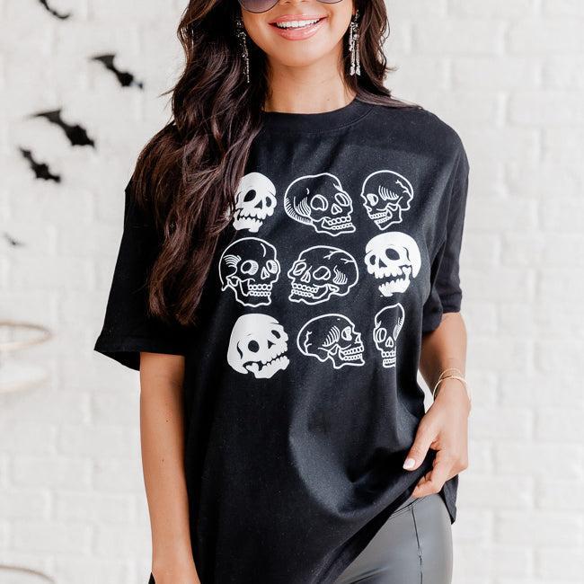 Skulls Black Oversized Graphic Tee Product Image