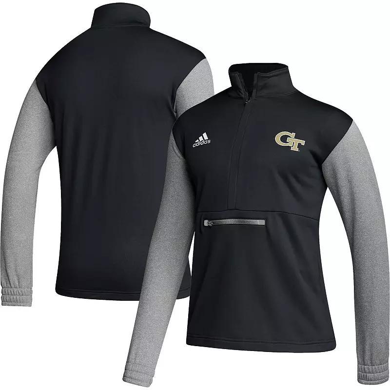 Mens adidas Black Georgia Tech Yellow Jackets Sideline Aeroready Half-Zip Sweatshirt Product Image