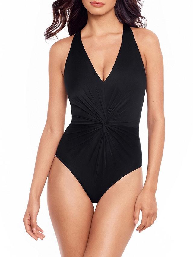 Womens Solids Drew Twisted One-Piece Swimsuit Product Image