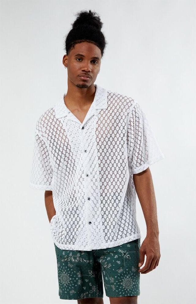 Men's Lace Oversized Camp Shirt - Product Image