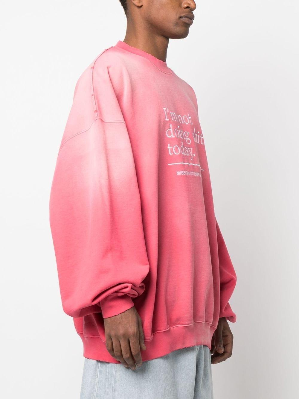 Slogan-embroidery Cotton Sweatshirt In Washed Pink Product Image