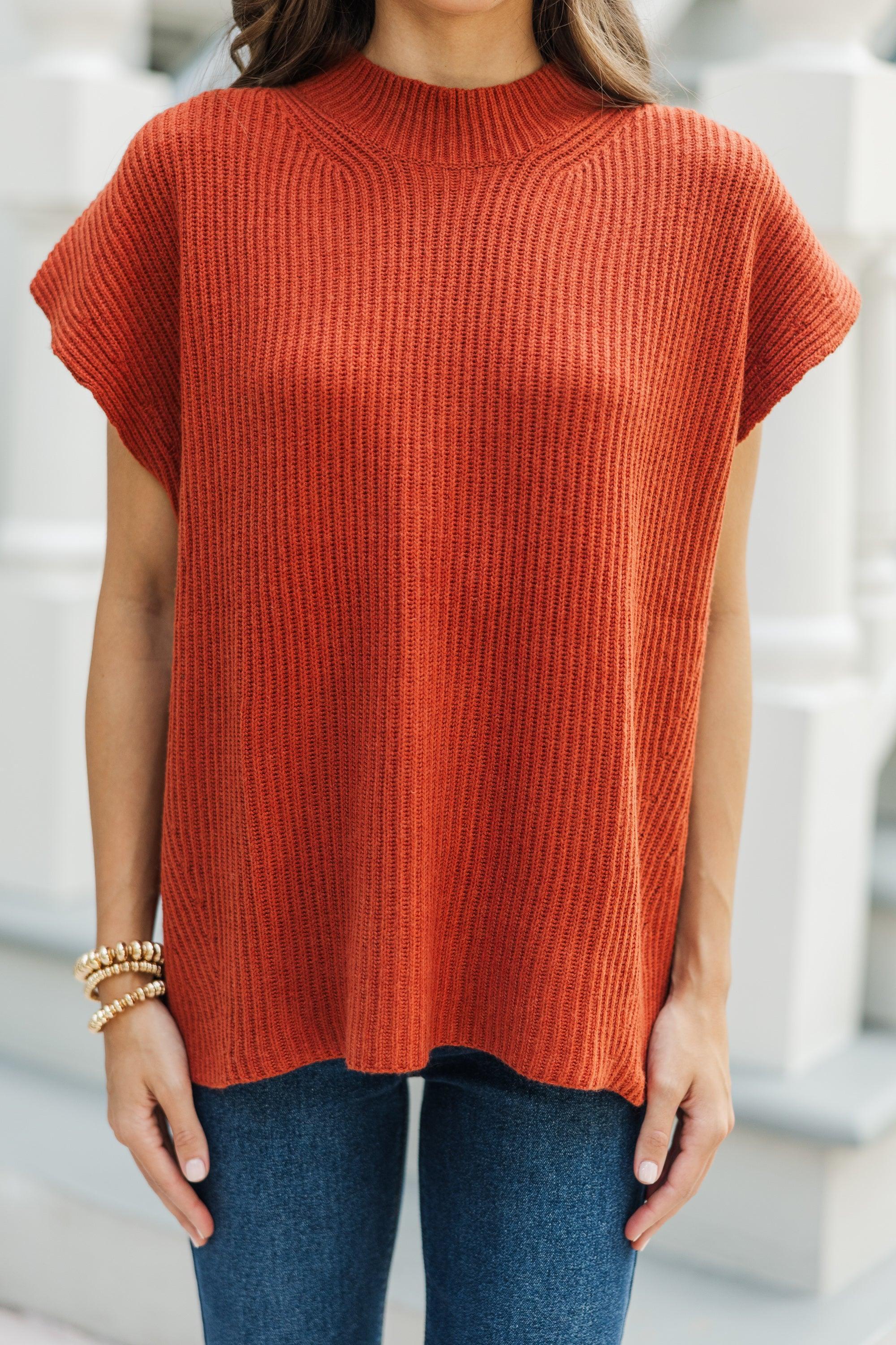 The Slouchy Rust Orange Short Sleeve Sweater Female Product Image