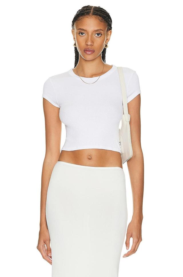 Enza Costa Silk Cropped Tee in White. - size XS (also in L, M, S, XL) Product Image