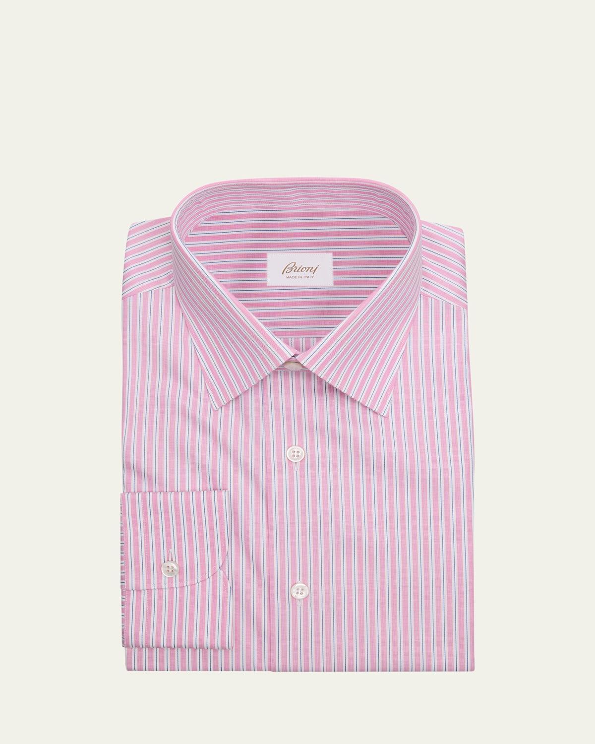 Mens Cotton Multi-Stripe Dress Shirt Product Image