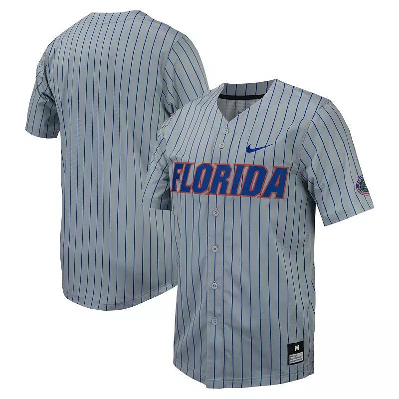 Mens Nike Gray Florida Gators Pinstripe Replica Full-Button Baseball Jersey Product Image