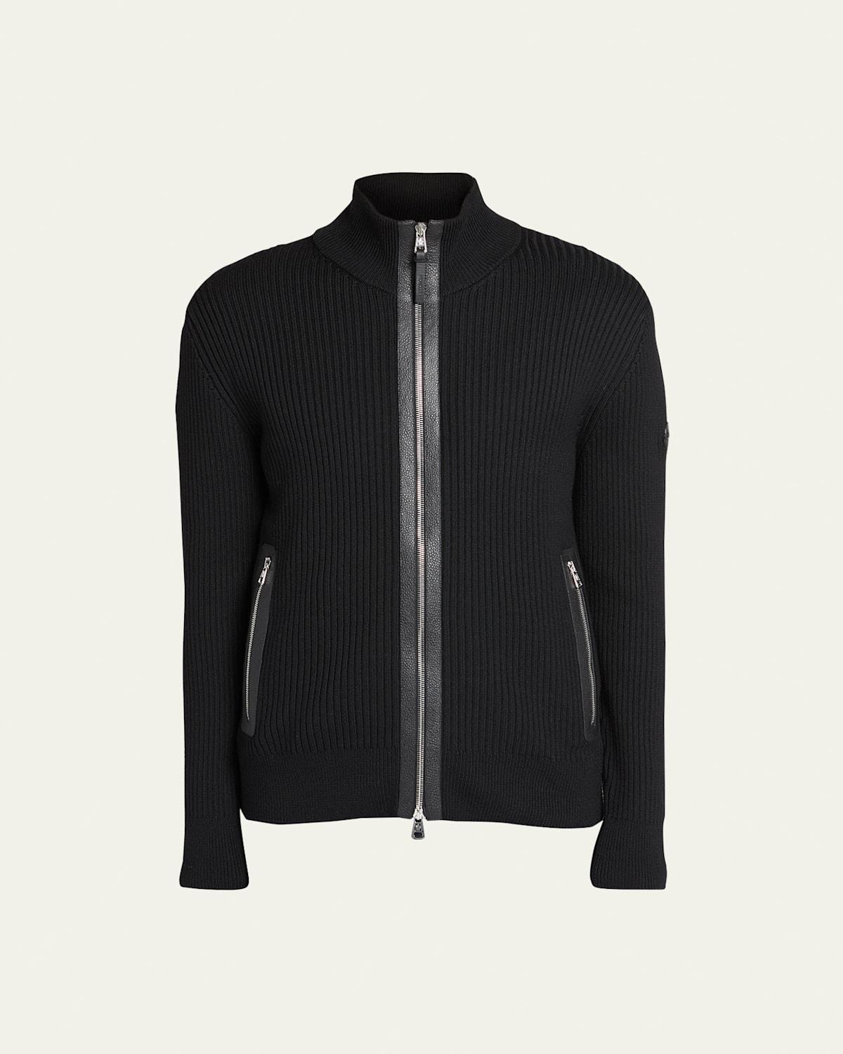 Moncler Zip Front Jacket with Leather Trim Product Image