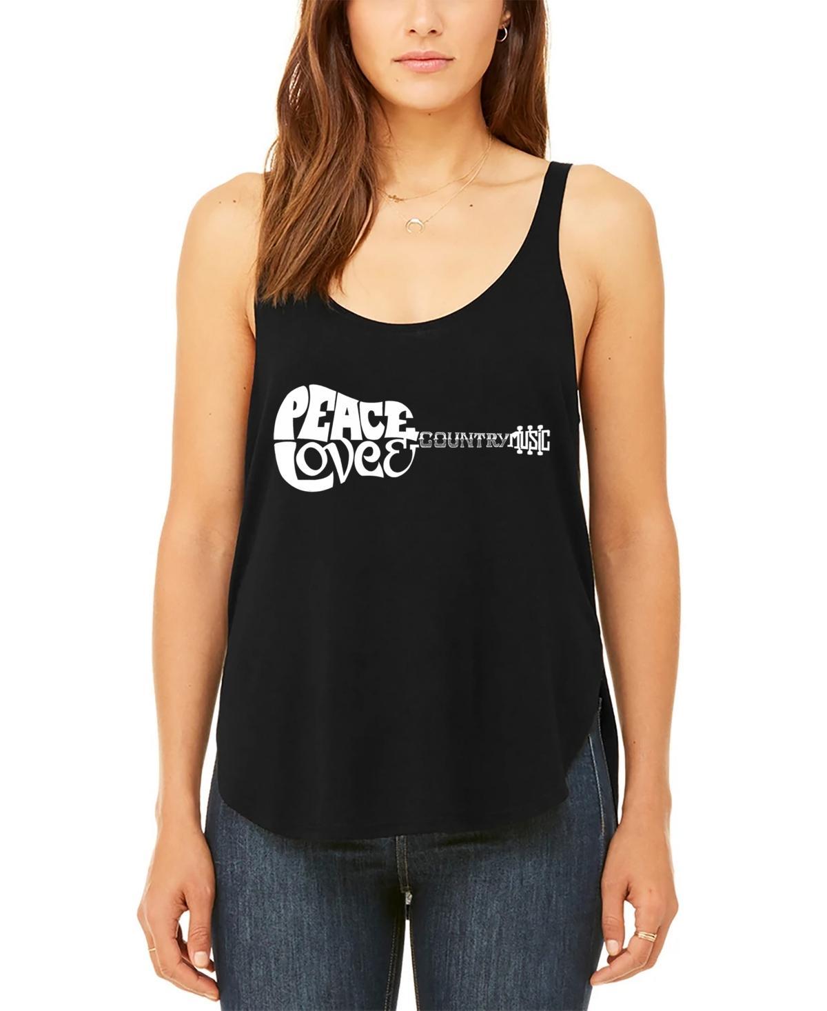 La Pop Art Womens Premium Peace Love Country Word Art Flowy Tank Top Product Image