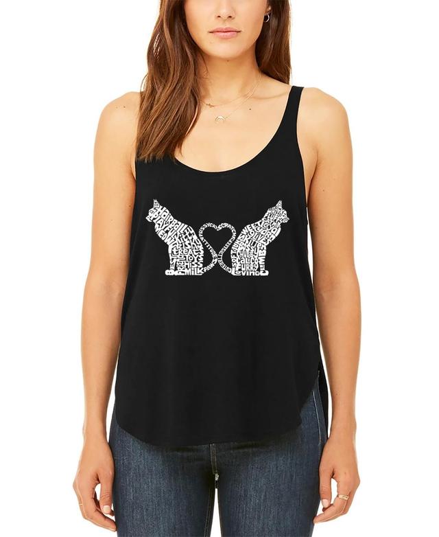 La Pop Art Womens Premium Word Art Cat Tail Heart Flowy Tank Top Product Image