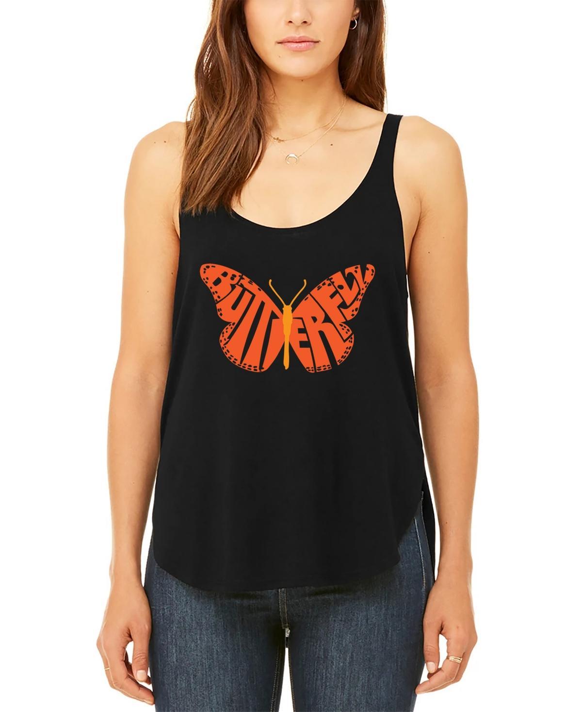 La Pop Art Womens Premium Word Art Butterfly Flowy Tank Top Product Image