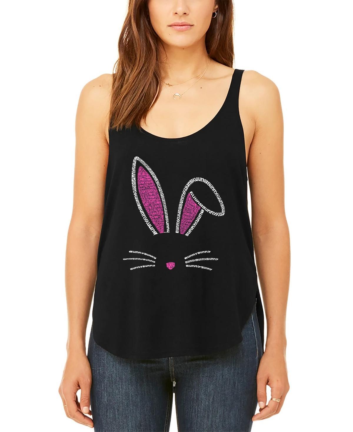 La Pop Art Womens Premium Bunny Ears Word Art Flowy Tank Top Product Image