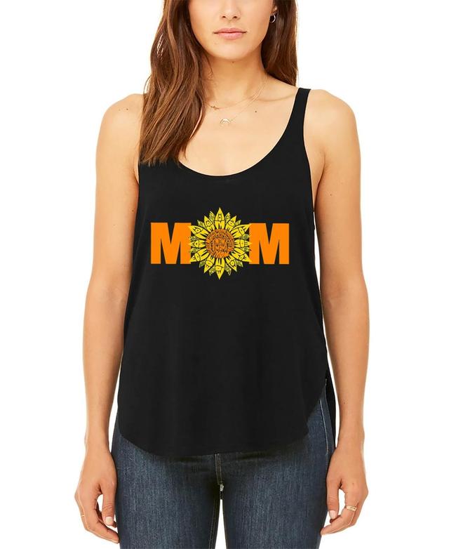 La Pop Art Womens Premium Mom Sunflower Word Art Flowy Tank Top Product Image