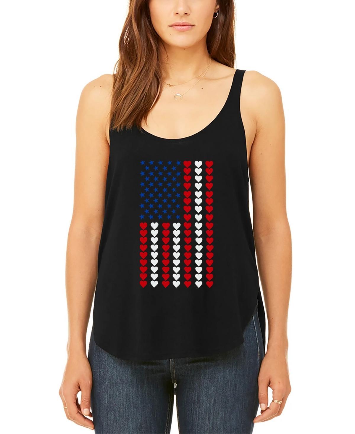 La Pop Art Womens Premium Word Art Heart Flag Flowy Tank Top Product Image