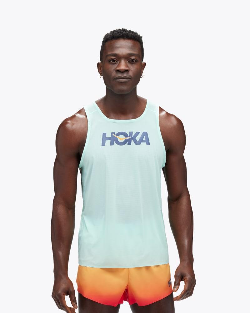 HOKA Mens Airolite Run Tank Top in Aura, Size Large Product Image