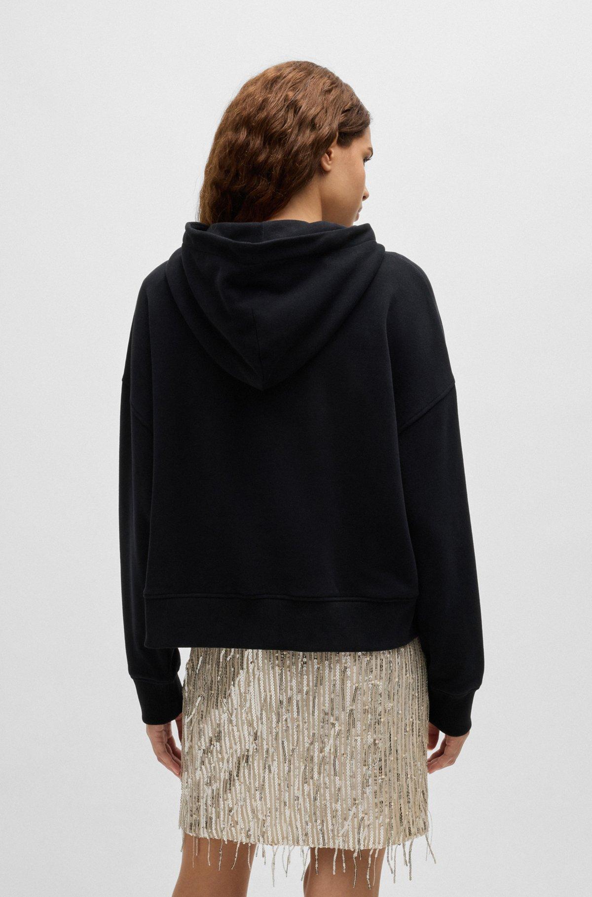 Cotton-terry hoodie with crystal-studded logo Product Image