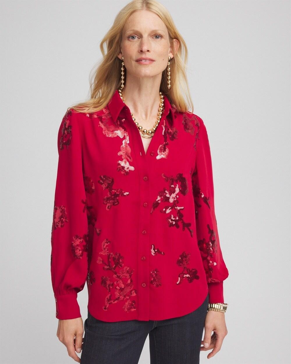 Women's Sequin Embellished Shirt Product Image