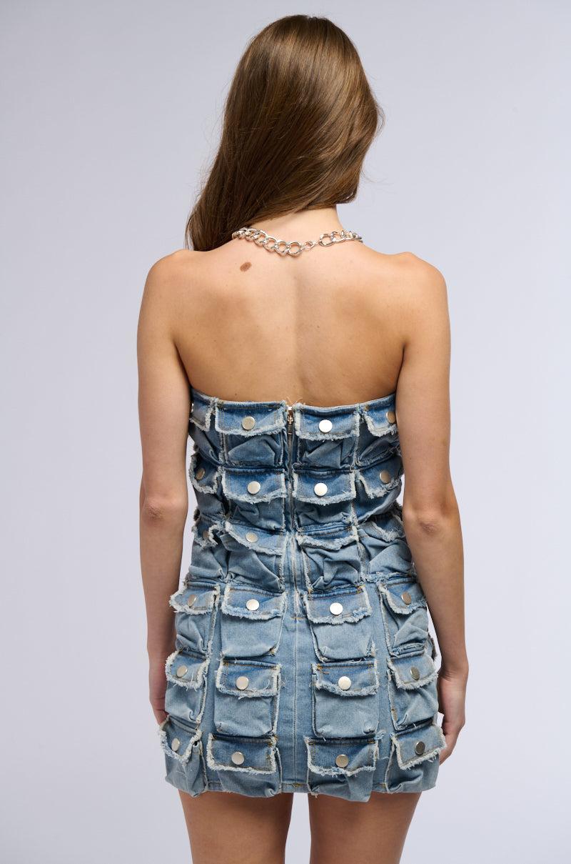 I GOT WHAT YOU NEED POCKET DENIM MINI DRESS Product Image