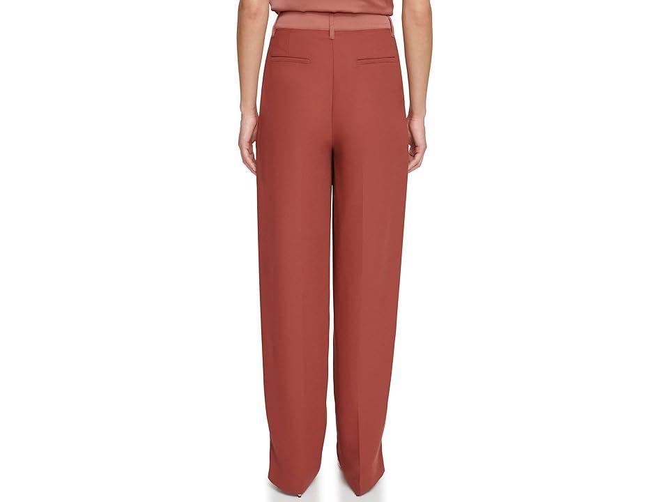 DKNY Matte Shine Wide Leg Trousers (Bricklane) Women's Casual Pants Product Image