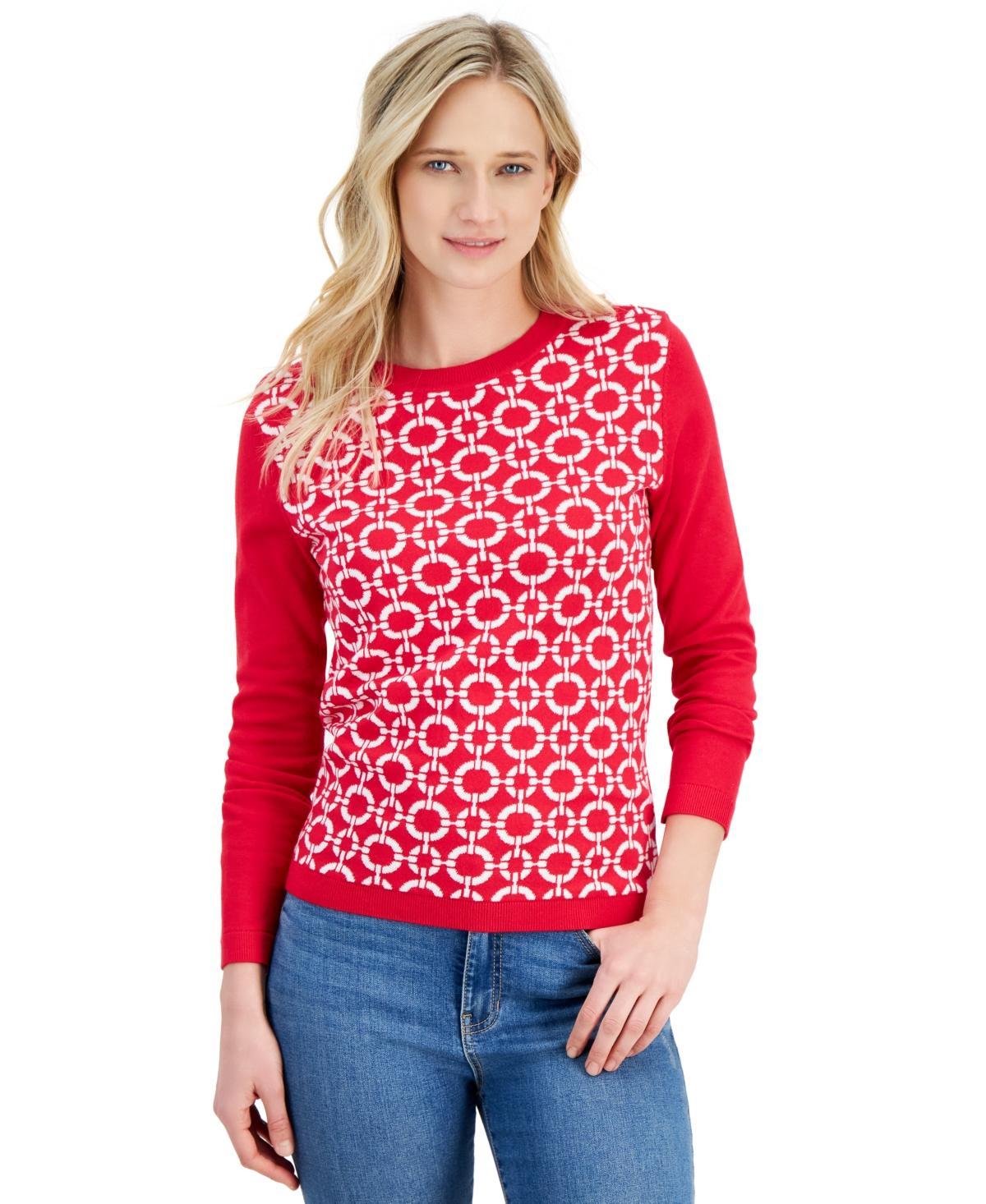 Nautica Jeans Womens Cotton Circle Link Crewneck Sweater Product Image