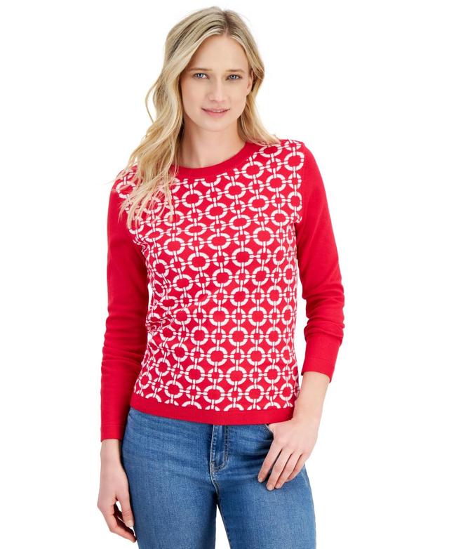 Nautica Jeans Womens Cotton Circle Link Crewneck Sweater Product Image