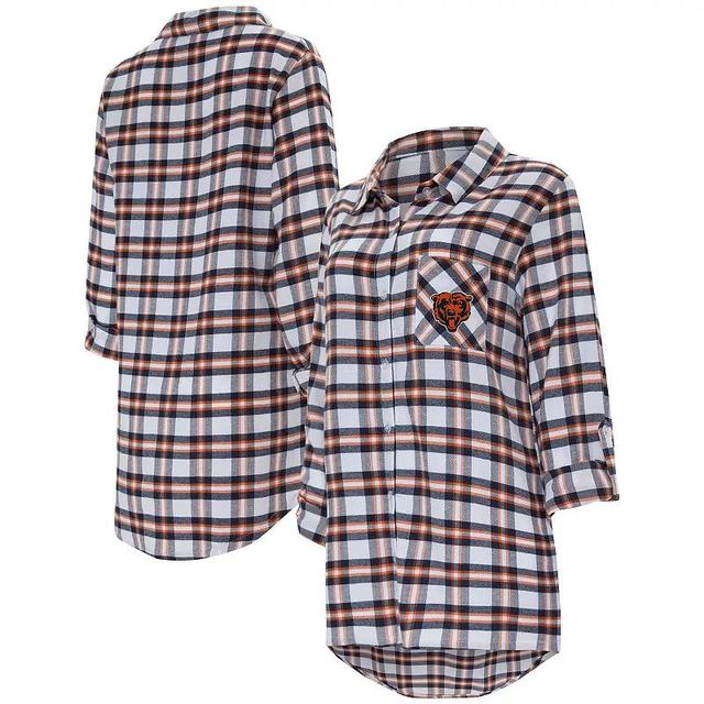 Womens Concepts Sport Chicago Bears Sienna Plaid Full-Button Long Sleeve Nightshirt Blue Product Image