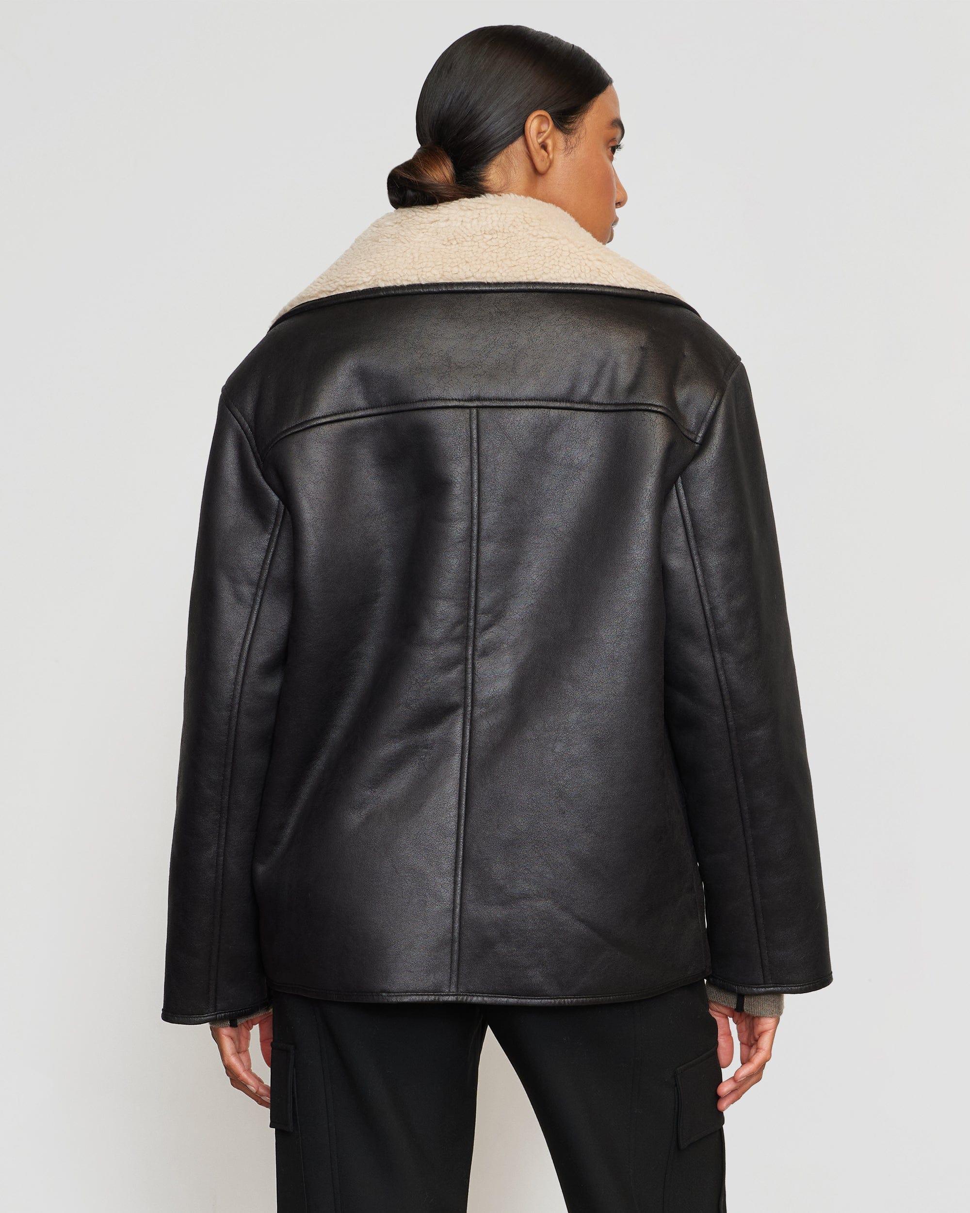 Alec Vegan Leather Shearling Coat Product Image