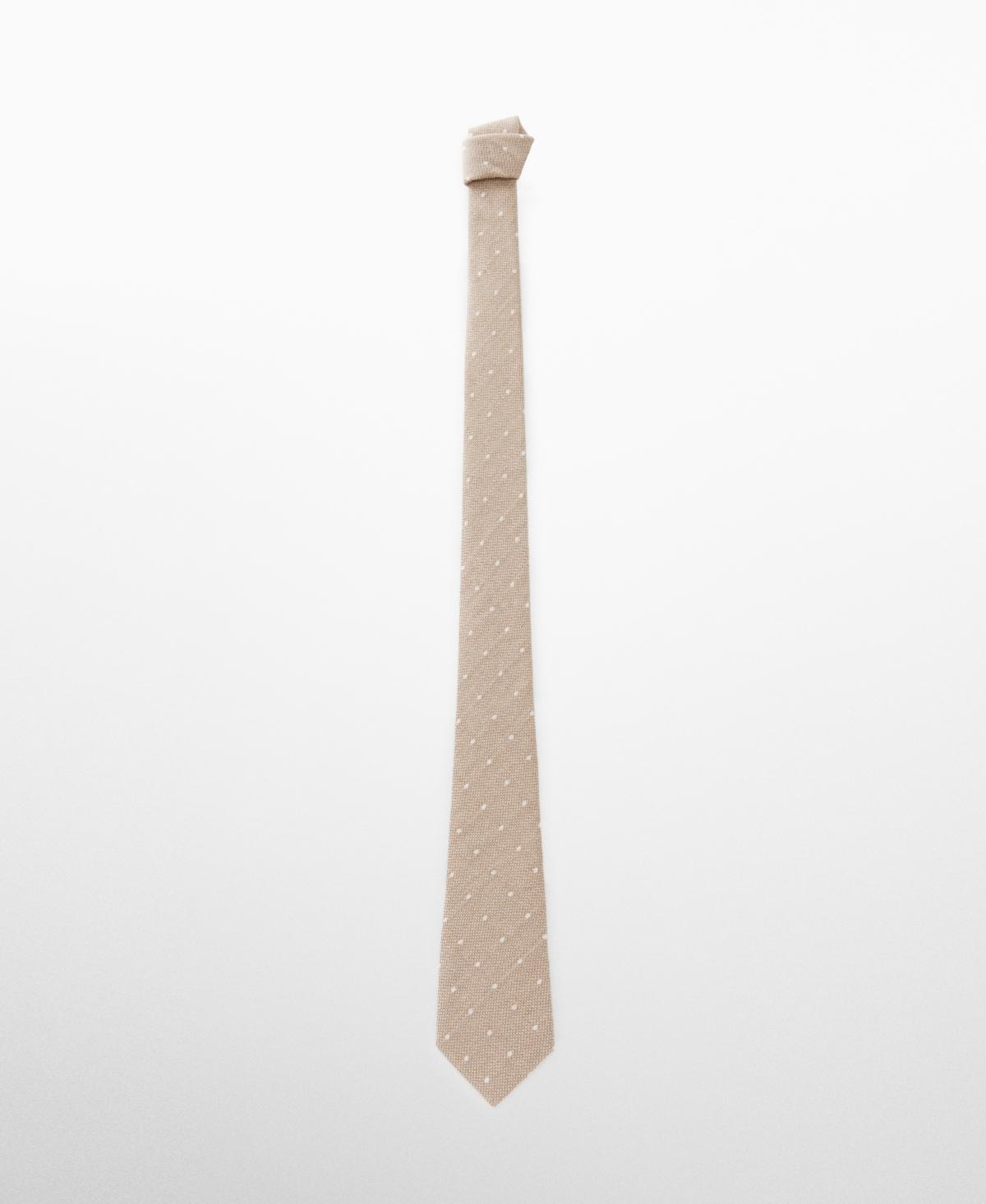 MANGO MAN - Polka dot cotton and linen tie - One size - Men Product Image