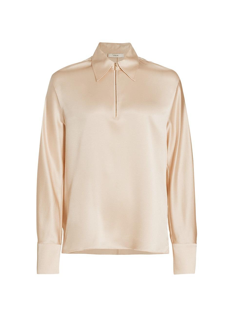 Vince Half Zip Silk Blouse Product Image