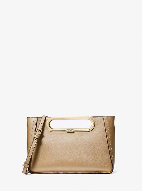 Michael Kors Chelsea Large Contrast Gold Leather Convertible Crossbody Clutch Product Image