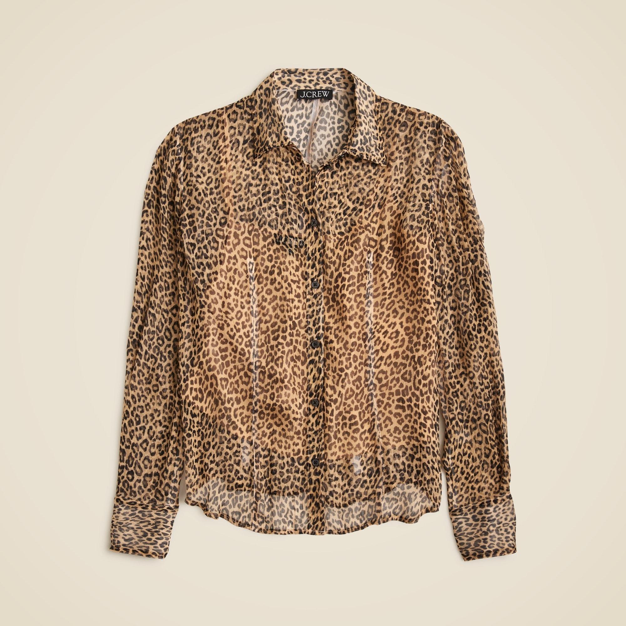 Sheer leopard-print shirt in crinkle chiffon Product Image